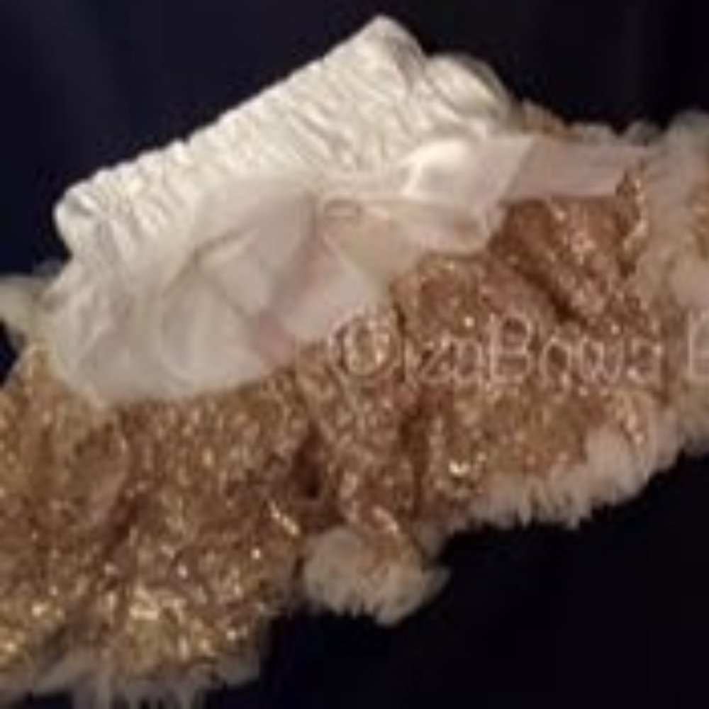 Ivory & Gold Sequin Petti Skirt (2)  GOLD NWT Boutique